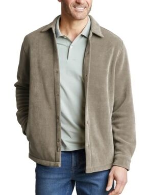 Copper & Oak Mens Shirt Jacket Plush Ribbed Stretch Material Taupe Large NWT